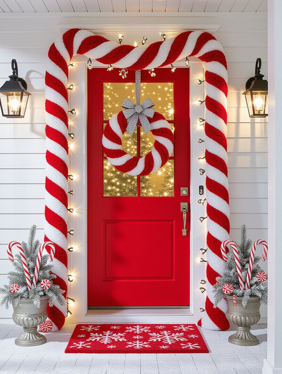 candy cane door decor