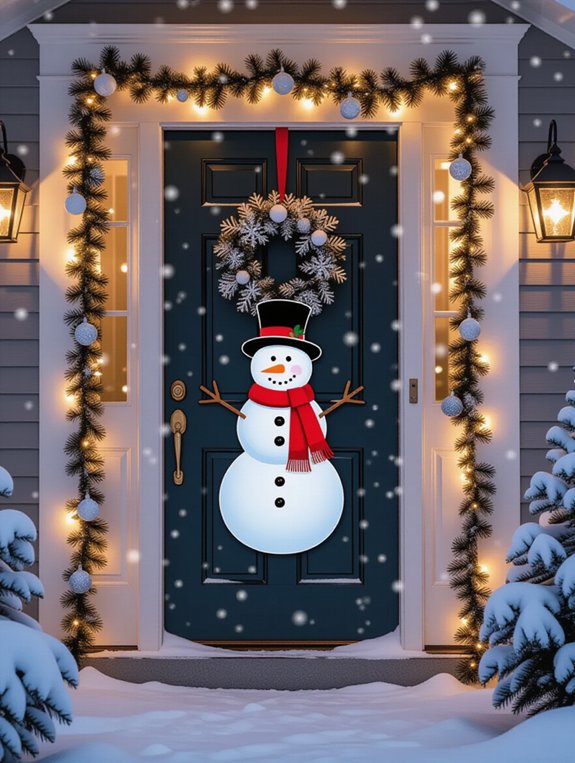 festive snowman door decoration