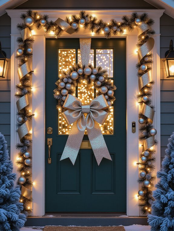 glittery holiday door decor